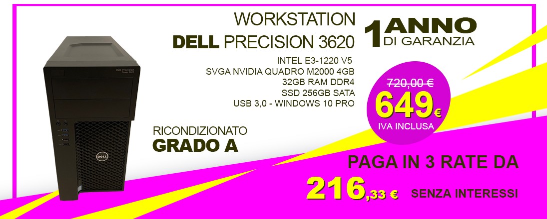 WORKSTATION DELL 3620 QUAD CORE E3-1220v5 / 32GB RAM / 256GB-SSD / NVIDIA Quadro M2000 / W10P COA