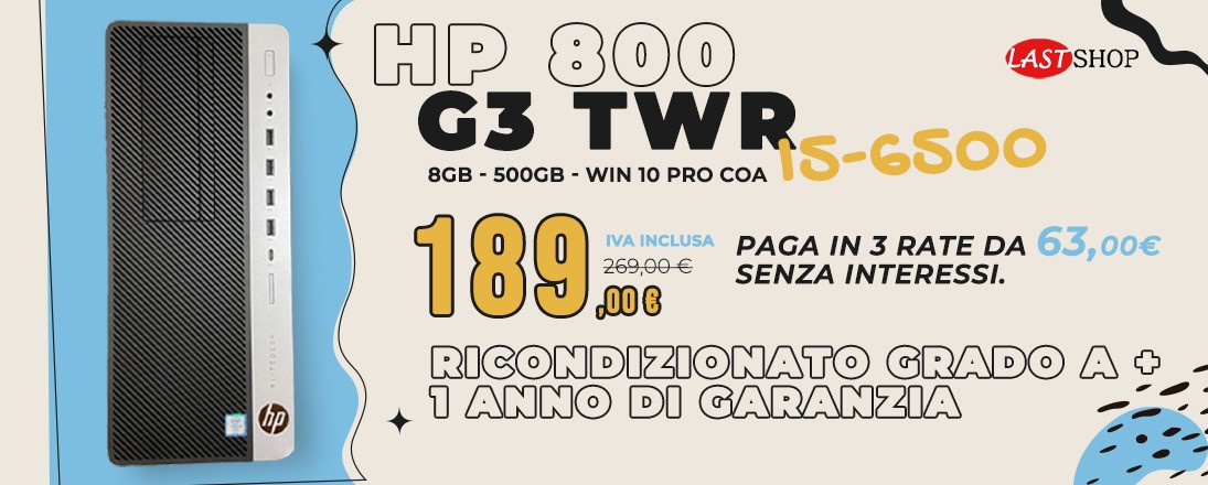 HP 800 G3 TWR i5-6500/8GB/500GB/W10P COA