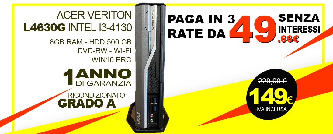 ACER VERITON L4630G Intel i3-4130/ 8Gb ram/ HDD 500 Gb/ DVD-RW//Wi-Fi Win10 Pro