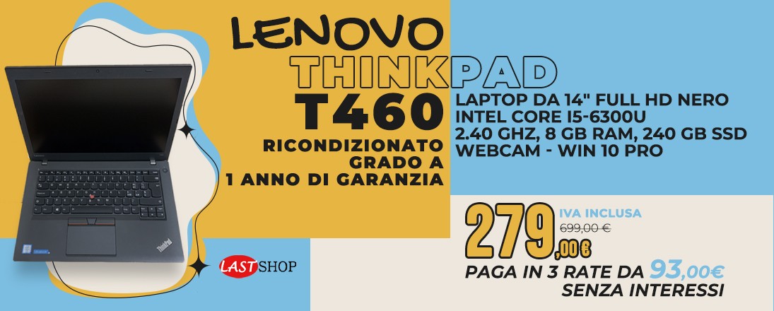Lenovo T460 i5-6300U/ RAM 8GB/ 256GB SSD/ WEBCAM/ Full HD